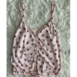 Love Wins Womens Pink Floral Strappy Light Tank Top NEW Large